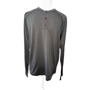 Lululemon Men’s Long Sleeve Henley Performance Shirt Black Athletic Stretch Sz M
